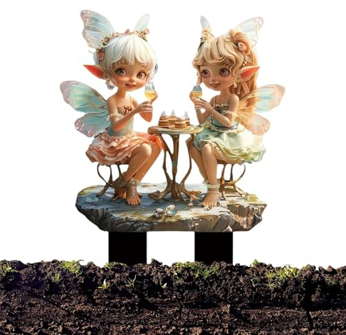 Garden Plant Stakes - décoration extérieure acrylique, ornements insert mignons | Decor miniature de fée matériaux de qualité pour pots, enjeux de sculpture de jardin, accessoires de patio de ferme ru