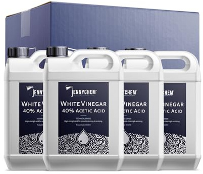 40% Acetic Acid (White Vinegar) – Technical Grade Cleaning Vinegar Alternative – Concentrated Solution for Professional Cleaning, Limescale Removal, Descaling & Outdoor Use (4 X 5 Litre)
