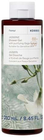KORRES JASMINE Duschgel med salvia-extrakt, med blommig doft av mild jasmin, dermatologiskt testad, vegan, silikon- och parabenfri, 250 ml