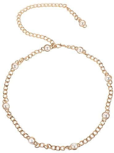 VALICLUD Cintura da Donna Catena di Perle Regolabile in Lega di Zinco, Elegante e Minimale per Feste e Matrimoni, Accessorio Versatile e Raffinato per Abiti