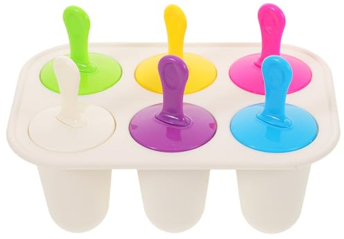 UTHCLO Moule à Glace 6 Cavités Réutilisable avec Couvercle Bac à Glace en Plastique Blanc Moules pour Congélateur DIY Maison Sucettes et Friandises d'Été