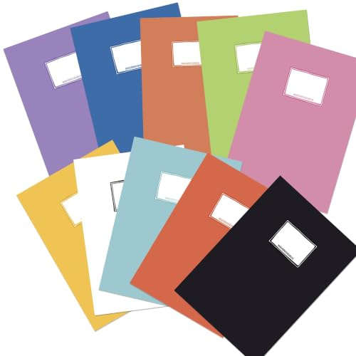 Papierdrachen 10 Heftumschläge DIN A4 Neutral- starkes Papier - 300 g/m²- 10 verschiedene Designs - plastikfrei - Schulhefte schützen - Einschulung