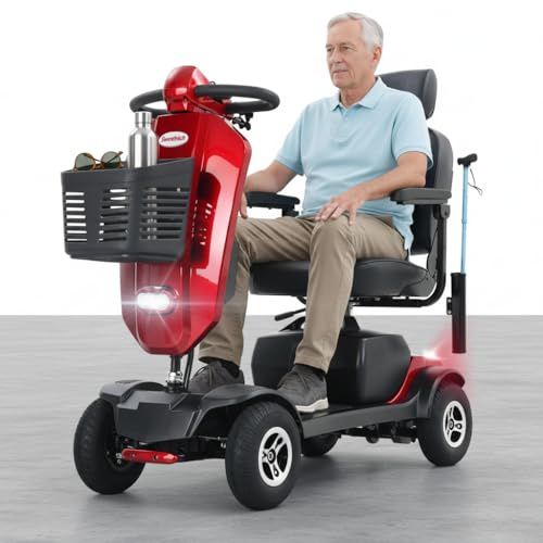 Seniorenmobil klappbar leicht | Elektroroller erwachsene 136 kg Tragkraft 25 km Reichweite – Faltbarer E Scooter mit Straßenzulassung & 300W Motor, Kein Führerschein für Wohnung & Outdoor (Schwarz)