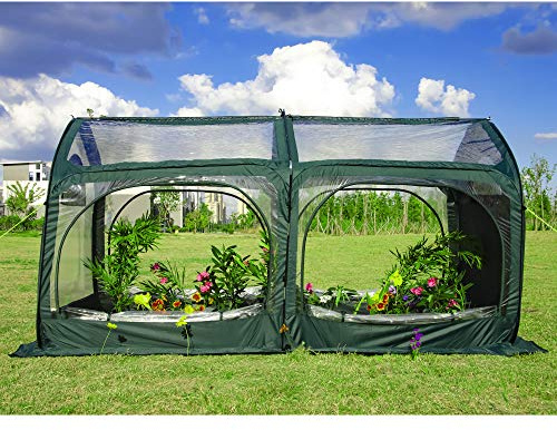 porayhut Pop Up Greenhouse Cover Flower House Mini Gardening Plant Flower Sunshine Room,Backyard PVC Cover for Cold Frost Protector Gardening Plants（98''Long Tunnel Greenhouse Tent ）