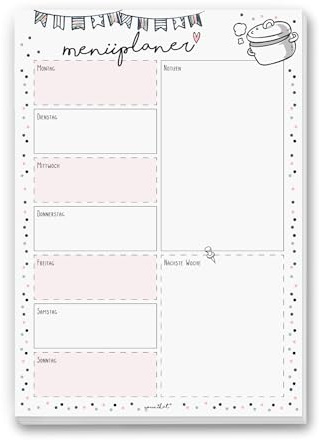 younikat Menüplaner Block 50 Blatt Wochenplaner Konfetti DIN A4 - dv888