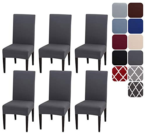 Housse de Chaise Extensible Lot de 4 ou 6, Couverture Protecteur de Chaise Salle a Manger Universel Amovible Lavable Moderne Durable pour Maison Hotel Restaurant Fete Banquet Cuisine Decoration