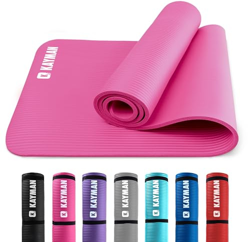 KAYMAN Yoga Mat – Multi-Purpose Extra Thick Foam Exercise Mats – Ideal Floor Mat for Pilates, Stretching, Resistance Workout & Therapy – Home & Gym Equipment Accessory (Pink)