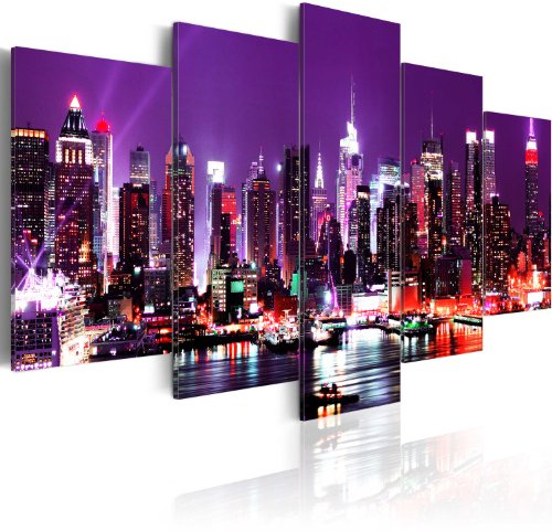 murando Cuadro Acústico New Nueva York 100x50 cm espuma acústica absorbe el sonido aislamiento lienzo de 5 piezas Impresión Artística Decoración de Pared Imagen Gráfica 030111-2