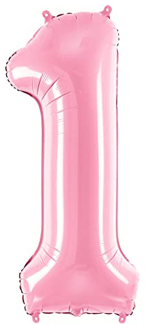 XXL Rosa Luftballon 1. Geburtstag Mädchen Folienballon 1 Geburtstag 100cm Hochwertig Pink Ballon 1. Geburtstag Mädchen