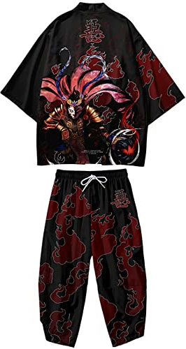WYUKN Traditionell kimono-set, japansk stil kimono herrpyjamas kostym, långärmade byxor set par hemservice, F2-M