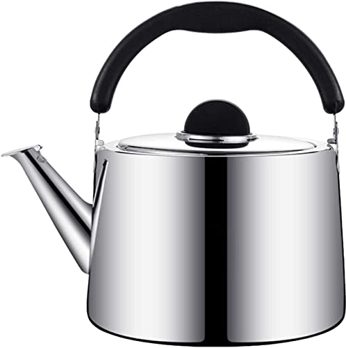SGSG Herdaufsatz Pfeifender Teekessel Pfeifenkessel Teekessel Edelstahl für Herd Ergonomischer hitzebeständiger Griff Silberner Teekessel Kitchenaid Edelstahl Teekessel(Farbe:Silber;Größe:4L) (SI