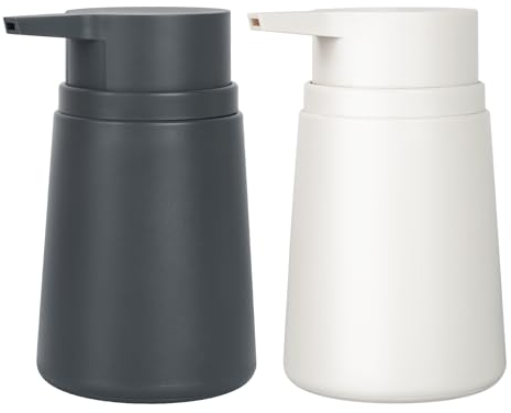 Topsky Soap Dispenser with Plastic Pump, 320ml Liquid Hand Soap Dispenser, Rustproof Pump for Kitchen & Bathroom, Great for Lotions, Essential Oil, Liquid Soaps （1PCS Grey & 1PCS Cream White)