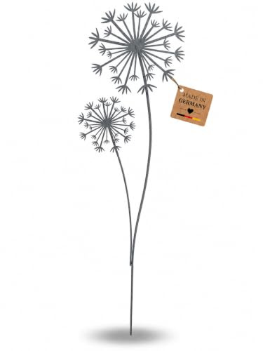 Terma Metall Pusteblume grau XXL 140 cm Höhe Pusteblume Gartenstecker, Gartenfigur groß, Metallfigur Garten,