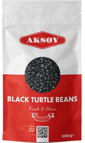 Aksoy Black Turtle Beans 1250g | Premium Quality, Natural Black Beans | High in Protein and Fiber | Vegan Friendly | Ideal for Soups, Stews, Salads, Rice Dishes & More