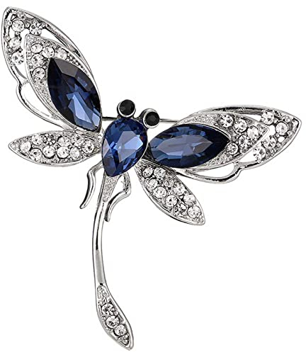 Wendalern Libelle Brosche Pin Blau Kristall Insekt Libelle Pin Elegante Hochzeit Braut Korsage Brosche Funkelnden Strass Kristall Revers Pin Kleidung Zubehör Schmuck Für Frauen Mädchen