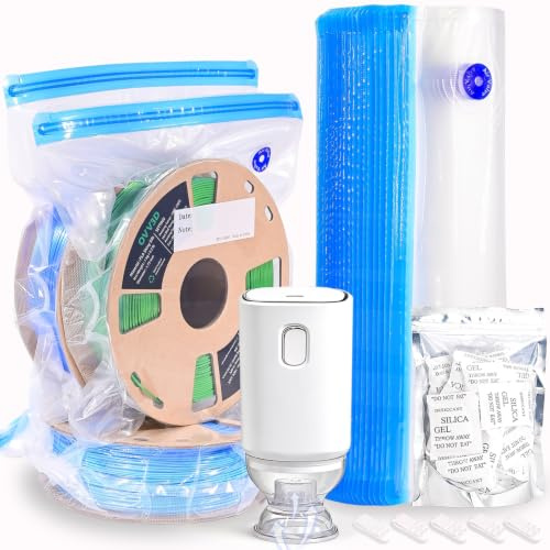 OVV3D Kit de sacs de rangement pour filament 66 pièces, Kit de rangement pour filament d'imprimante 3D 30 sacs scellés sous vide avec 30 pièces de déshydratant, pompe automatique, parfait pour le