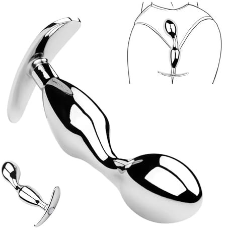 Qhysin Edelstahl Analplugs mit T-Griff Analdildo Analdilatator Prostata Massage Metall Butt Plug Masturbation Anal Plugs Stecker Bondage SM Gay Anus Sex spielzeug für Männer und Frauen（L)