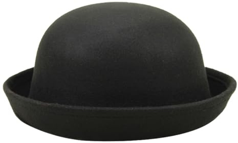 Cozylkx Runde Derby-Hüte Für Kinder, Für Mädchen Und Jungen, Panamahut Mit Aufrollbarer Krempe, Wollfilz, Elegante Runde Melone, Kopfumfang 54cm