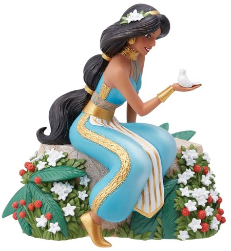 Enesco Disney Showcase botanisk Aladdin Jasmine håller fågelfigur, 6 tum, flerfärgad