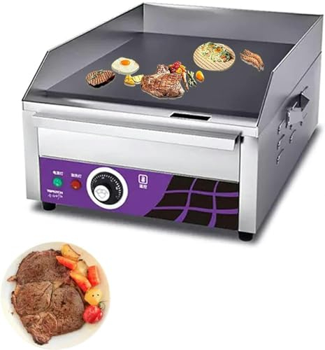 Piastra per Barbecue Elettrica Griglia Elettrica Professionale in Ghisa Bistecchiera Elettrica Professionale, Alloggiamento in Acciaio Inox, con Temperatura Regolabile per Casa Ristorante-1pc