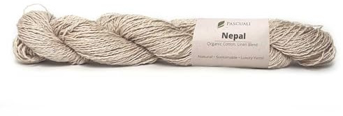 Pascuali Nepal | Strickwolle aus 60% Baumwolle (Bio), 40% Leinen, zum Stricken und Häkeln, Farbe: Beige 43