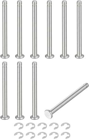 uxcell Set di 10 anelli di fissaggio per albero cilindrico M3 x 35 mm, in acciaio inox 304, perno di posizionamento cilindrico a testa piatta con anello di fissaggio con clip E, argento