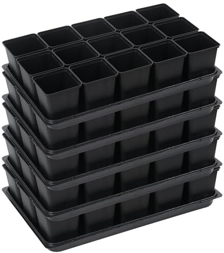 Tymar 15x Anzuchttöpfe mit Untersetzer, Blumentopf mit Pflanzschalen, mit Tablett, Shuttle-Trageschalen (Anzuchttöpfe 9x9 + Untersetzer, 5 Pack)