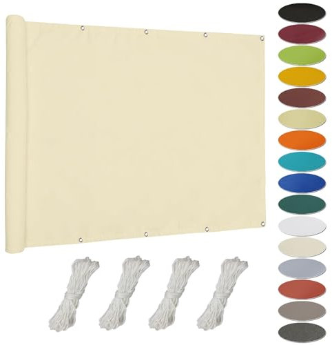 Telo di Ricambio per Ombrellone 3 x 4 m Telo Ombra Traspirante, Telo Parasole con Fune e Occhiellato Pes Protección Rayos UV per Serra/Balcone/Cortile/Tetto, Color Crema