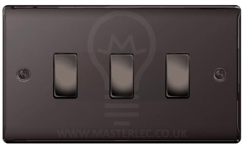 BG Black Nickel 3 Gang Light Switch in Double Plate Format Custom Switch