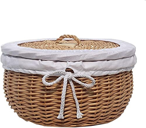 Cestino portaoggetti intrecciato,Cestino portapane Cestino portaoggetti intrecciato in rattan Scatola portaoggetti for snack for frutta Cestino da picnic Decorazione esterna for matrimonio Decorazione