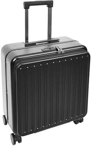Hus av läder fyrhjulig pilotfodral hårt skal lätt kabinväska Maverick, Svart, Carry-on, Pilotfodral