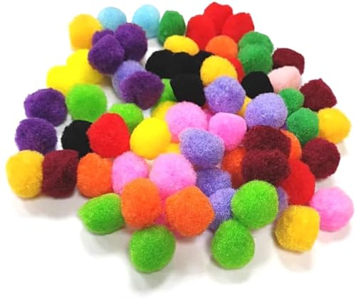 Perlin Pompon, palline di peluche, 30 mm – 3 cm, colori assortiti, per fai da te, per lavori creativi e divertenti (30 mm, 100 pezzi)