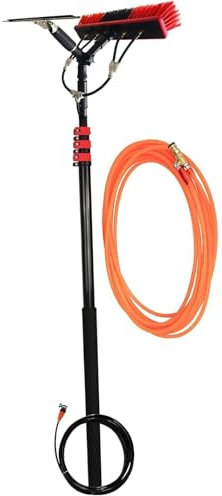 Window & Solar Cleaning Washing Pole Kit, Water Fed Cleaning System with 20M Hose and Squeegee, Washing Set Equipment Extension Pole Cleaning for Trucks Windows(9 M/29.5 Ft)