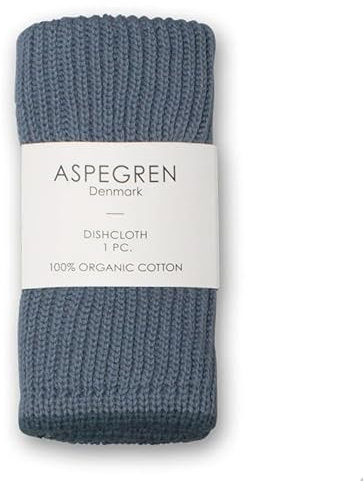 Aspegren Ripple Danish Dish Cloth 26 x 26cm 100% Organic Cotton Made in India, Blue Shadow