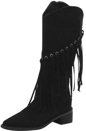 Generisch black week angeboteReitstiefel Damen Casual Langschaft Boots Winterschuhe Damen Flach Rutschfeste Laufsohle Casual Spitze Zehe Klobiger Blo barfußschuhe damen sale