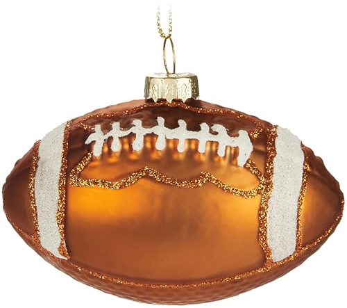 BRUBAKER American Football - Handbemalte Weihnachtskugel aus Glas - 9 cm Baumkugel - US Sport Dekoration für Football-Fans - Mundgeblasener Christbaumschmuck - Figur Lustig Deko Anhänger