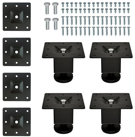 Thanaddo 4er Set 5cm Möbelfüße, Modern-Stil DIY Metall Möbelfüße Tischbeine mit Bodenschoner & Schrauben in Zwei Größen für Schreibtisch Schrank Nachtständer