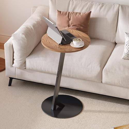 HAOHEJIA Beistelltisch C Form, Kleiner Beistelltisch Couch Rund für Kaffee Snacks Pflanzen, Sofa Side Table für Wohnzimmer Schlafzimmer