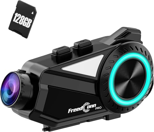 FreedConn R3 PRO - Auriculares Bluetooth para casco de motocicleta con grabadora de cámara