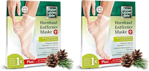 ALLGÄUER LATSCHENKIEFER Hornhaut Entferner Maske Plus, für geschmeidige und zartere Füße, reduziert Hornhaut & Schwielen, Hühneraugen & raue Haut und spendet Feuchtigkeit., 1 Stück (2er Pack)