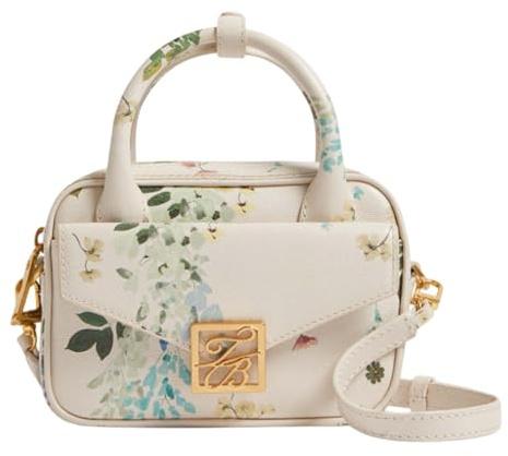 Ted Baker Anibell Detail Floral Mini Leather Crossbody Bag Ecru