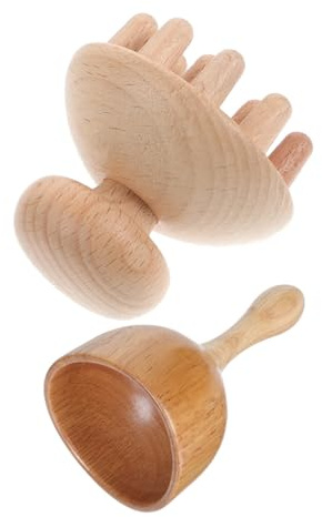 HONITANO Holztherapie Massagegerät Satz Multifunktionaler Therapiebecher Mit Kammmassage Kompaktes Drainage Massagegerät Für Ganzkörperentspannung Massagebedarf Für Zuhause