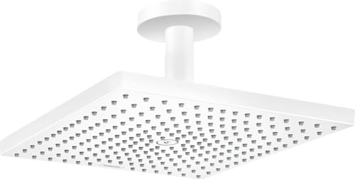 hansgrohe Raindance E - wassersparende Kopfbrause (EcoSmart) mit Deckenanschluss, Duschbrause (300 x 300 mm), Regendusche für Deckenmontage, Brausekopf mit Antikalk-Funktion, Mattweiß, 26251700