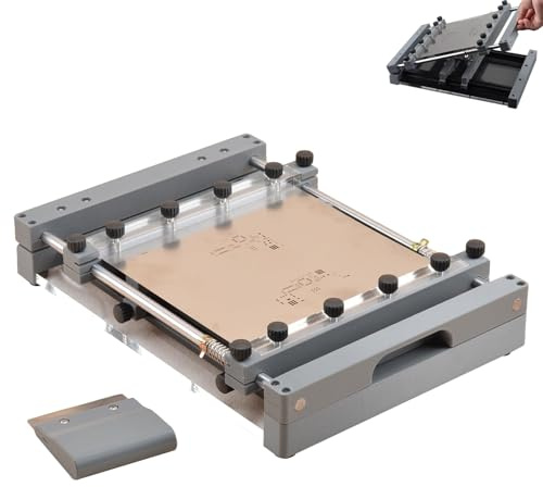Tavolo manuale per la stampa di pasta saldante, stampante per stencil PCB da 150×150 mm/250×250 mm con raschietto, piccola stazione di serigrafia a rete metalli, senza piastre in acciaio(250x250mm)
