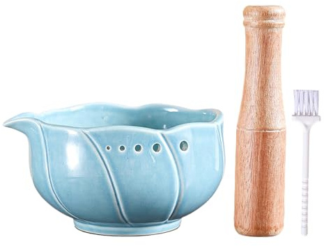 Ceramic Garlic Grater Bowl,Manual Kitchen Utensils - Chocolate Grinder Bowl - for Home Cooks RV Sauces Marinades Dressings Camping Dorm Daily Meal Kitchen Women Men