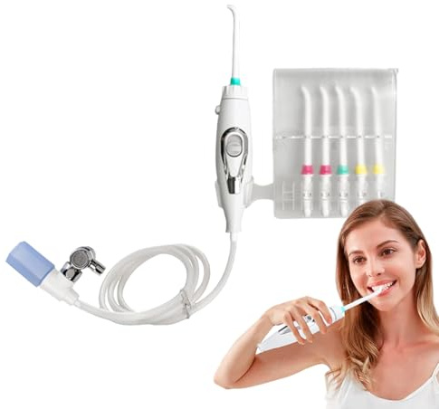 Idropulsore per rubinetto – ABS+PVC+rame, irrigatore orale a 6 ugelli, pulizia dei denti non elettrica | per l'igiene domestica, la cura dei denti in famiglia, l'irrigazione tramite rubinetto