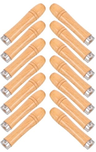 Mango Madera de Piezas 14 de Repuesto Horquilla para Parrilla | Orificio Central de 4mm, Diseño Ergonómico Antideslizante, Color Beige y Hierro Accesorios Barbacoa