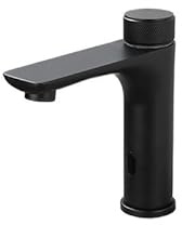 KDEGK Brushed Gold Smart Sensor Basin Faucet, Touchless Infrared Hot & Cold Deck-Mounted Mixer Tap(Black)