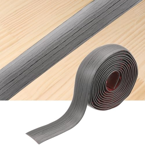 QUARKZMAN Bodenübergangsleisten 3 m x 5cm(LxB) Selbstklebende Vinyl-Bodenleisten PVC-Boden Flache Übergangsleiste Abdeckleisten Für Bodenfugen Dunkelgrau Holzoptik