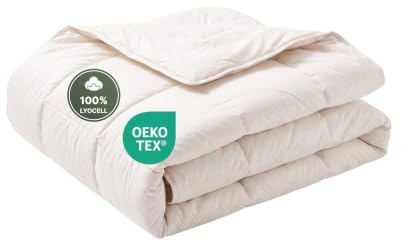 VANURI® Bettdecke Weiß (135x200 cm) – Tencel Lyocell-Füllung, hypoallergen & atmungsaktiv, temperaturausgleichend, optimal für Allergiker – Ganzjahresdecke mit Karosteppung, waschbar, Made in Germany